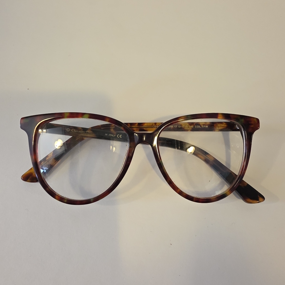 Authentic Christian Dior Montaigne 17 Cat-Eye Eyeglasses Tortoise Shell 51-16-14 - Picture 2 of 8